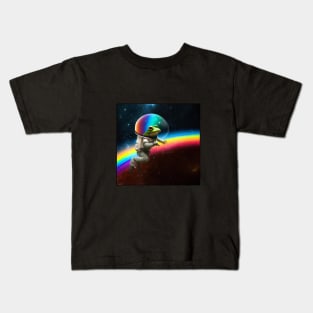 Rainbow Astronaut Frog Kids T-Shirt